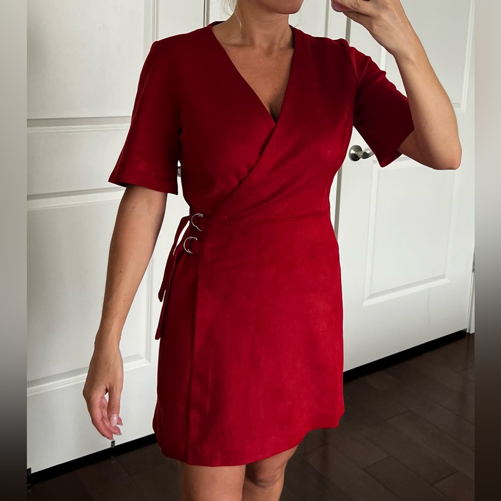 Zara Bold Red Mini Wrap Dress